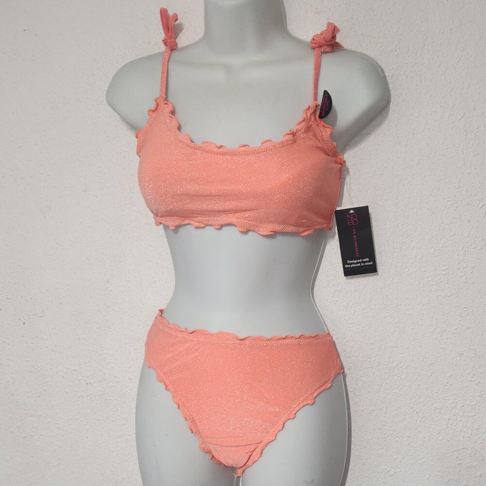 NO BOUNDARIES Two Piece Bikini swimsuit, Fushia and glitter in size X-Large  NWT